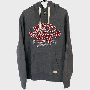 Fox Amsterdam Holland Patchwork Pullover Hoodie Sweatshirt Men's XL Gray Casual